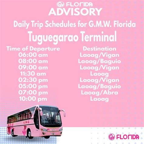florida bus terminal sampaloc schedule to tuguegarao|GV Florida & GMW Trans Bus Schedule + Routes.